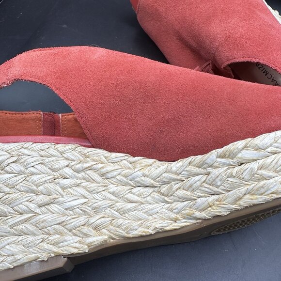 Red Suede Tassel Slingback Wedge Sandals Espadrille 8W Isaac Mizrahi Live - Picture 3 of 10